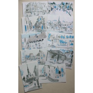 Cartes Postales AVRIL Carnet de dessins Ville de Nérac RC 2011